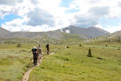 17 Keeping An Eye Out For The Bear With Golden Mountain Ahead As We Near Citadel Pass On Hike To Mount Assiniboine